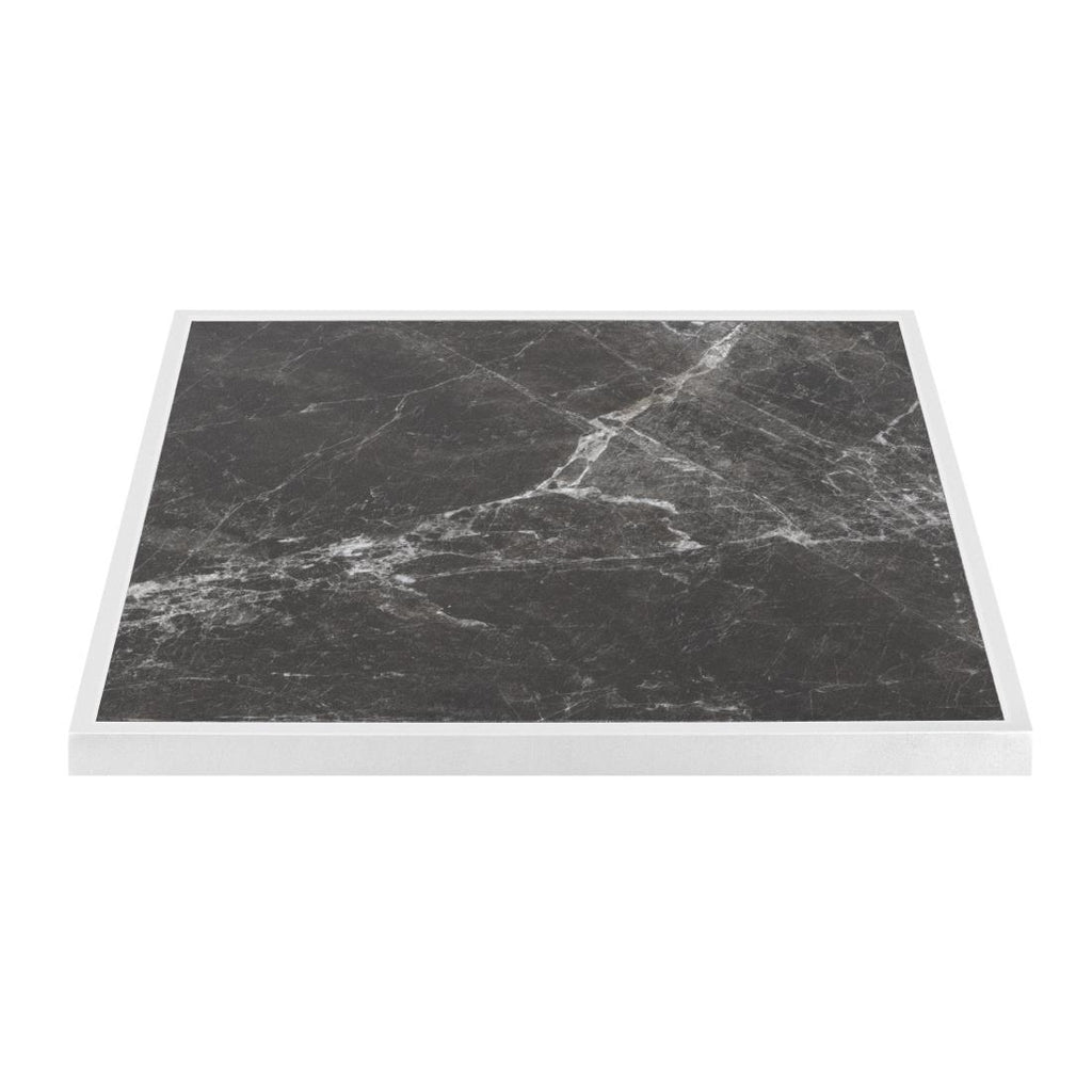 Bolero Dark Granite Effect Outdoor Fibre Glass Table Top White Trim - 700mm