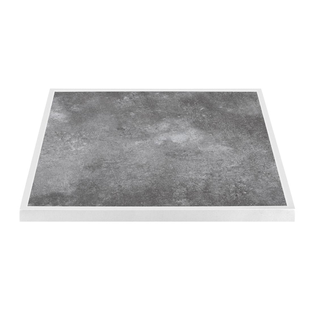 Bolero Dark Stone Effect Outdoor Fibre Glass Table Top White Trim - 700mm