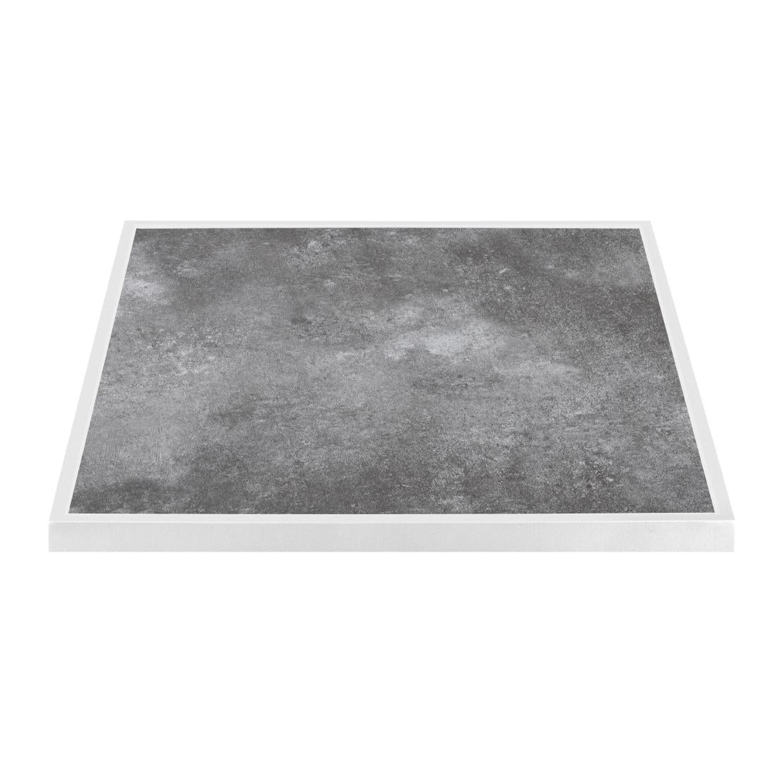 Bolero Dark Stone Effect Outdoor Fibre Glass Table Top White Trim - 700mm