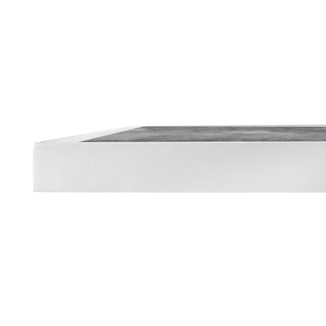 Bolero Dark Stone Effect Outdoor Fibre Glass Table Top White Trim - 700mm