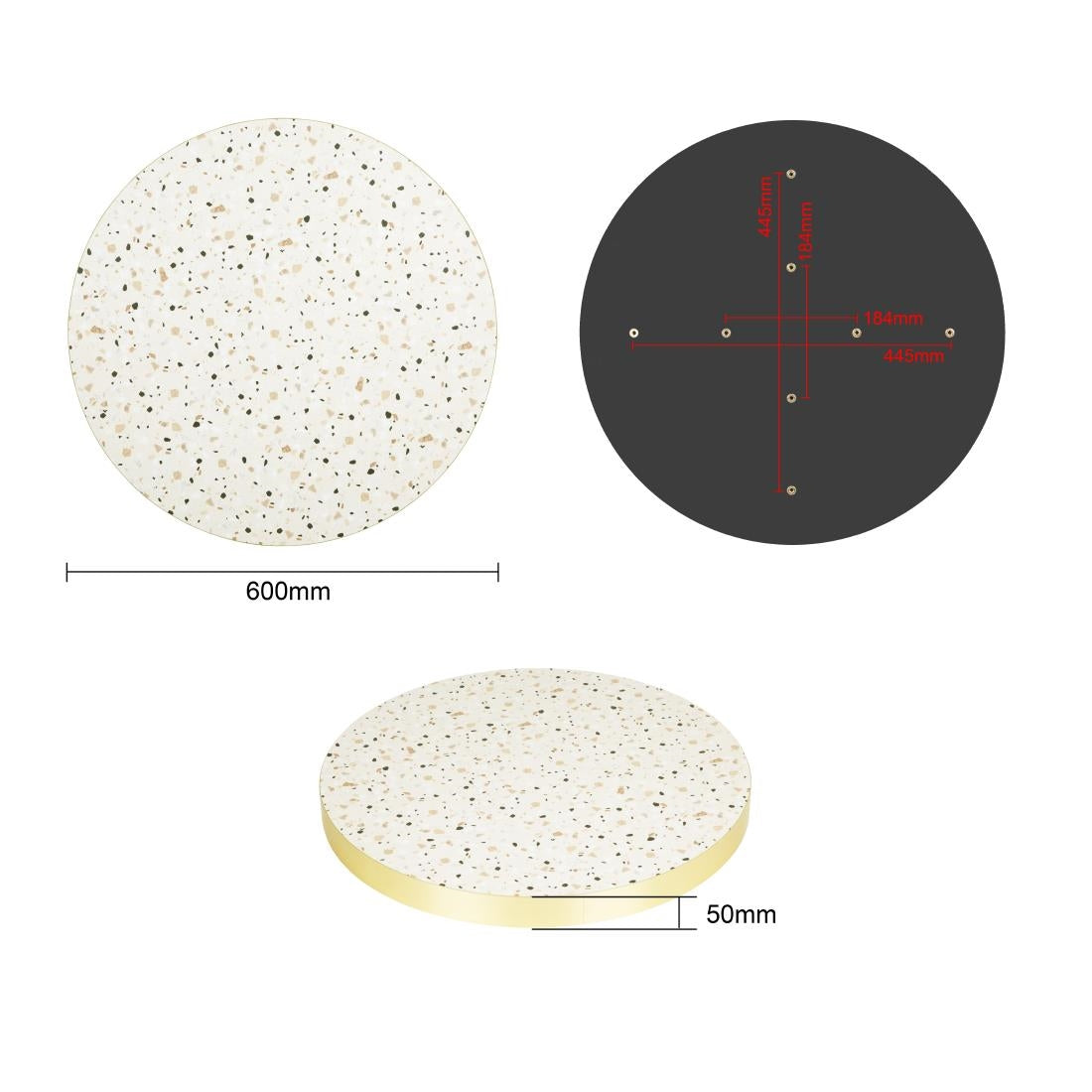 Bolero Terrazzo Style Round Table Top - 600mm