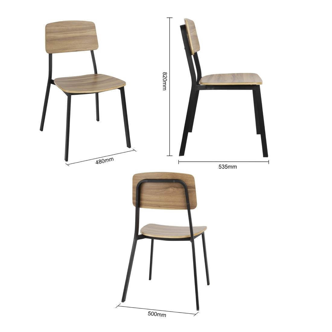 Bolero Beaufort Wooden Interior Dining Chairs (Pack 2)