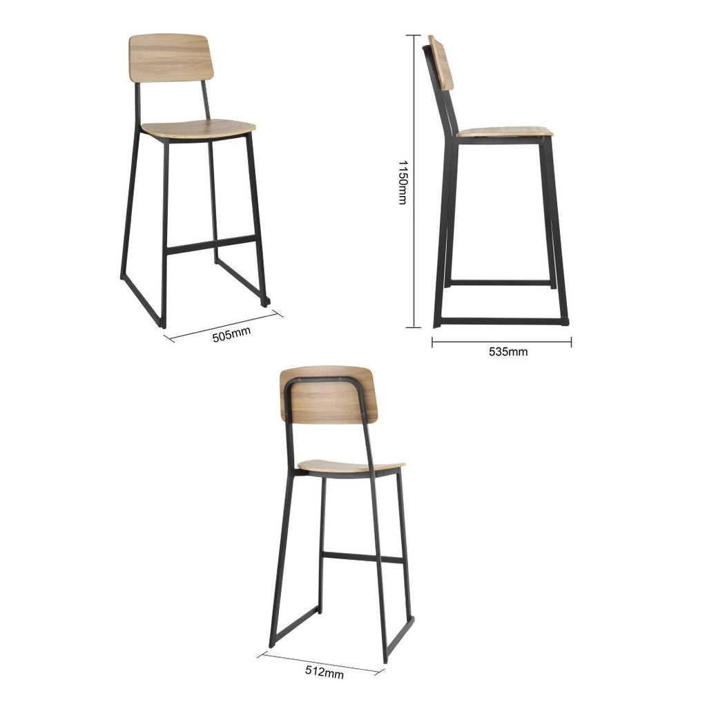 Bolero Beaufort Wooden Interior High Stools (Set 2)