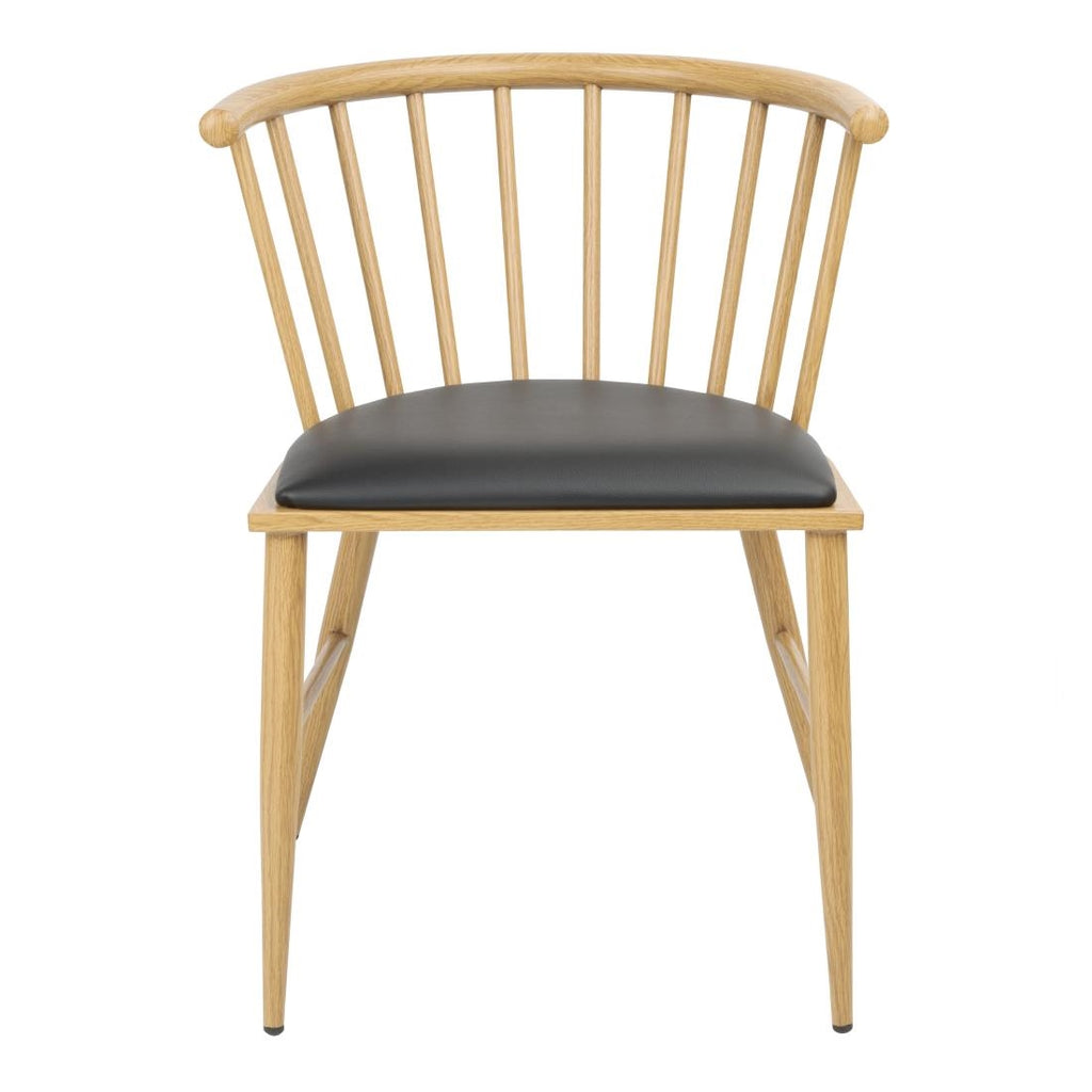 Bolero Harrowdene Light Wood Effect Spindle Padded Interior Chairs (Set 2)