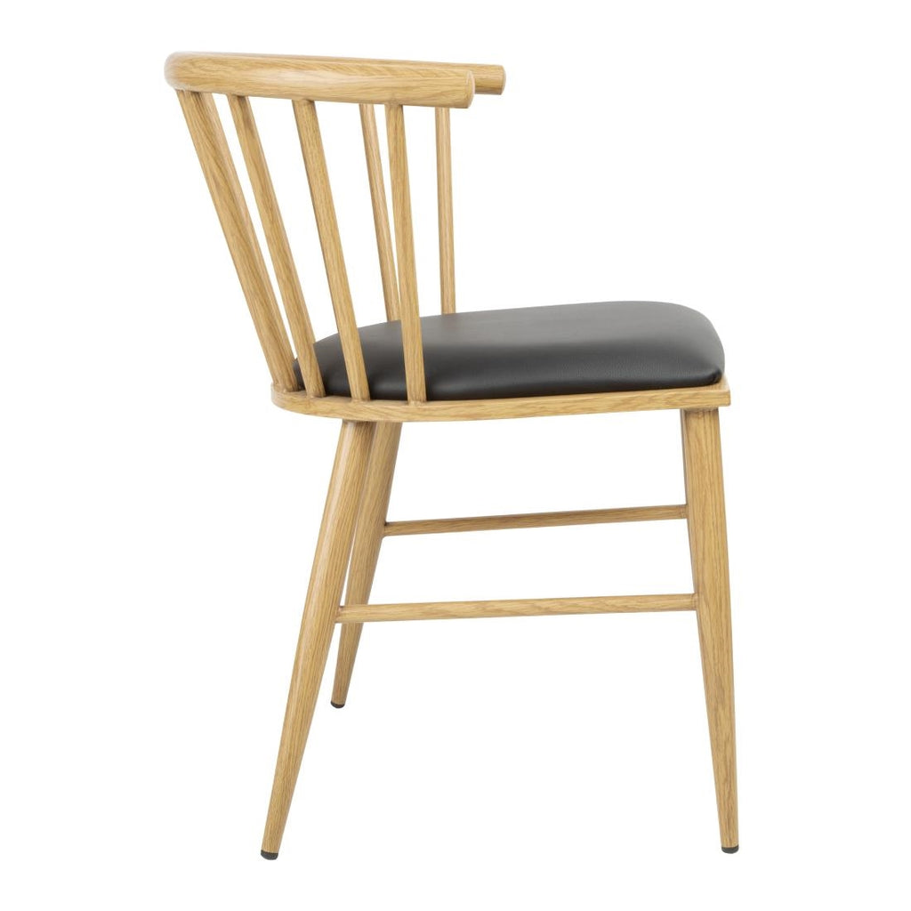 Bolero Harrowdene Light Wood Effect Spindle Padded Interior Chairs (Set 2)