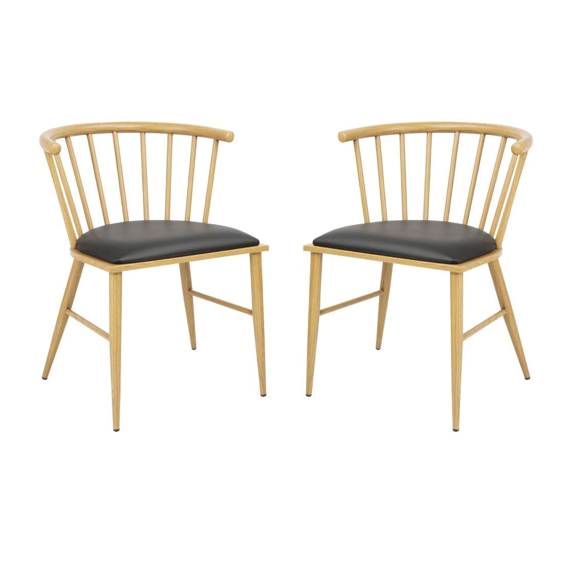 Bolero Harrowdene Light Wood Effect Spindle Padded Interior Chairs (Set 2)