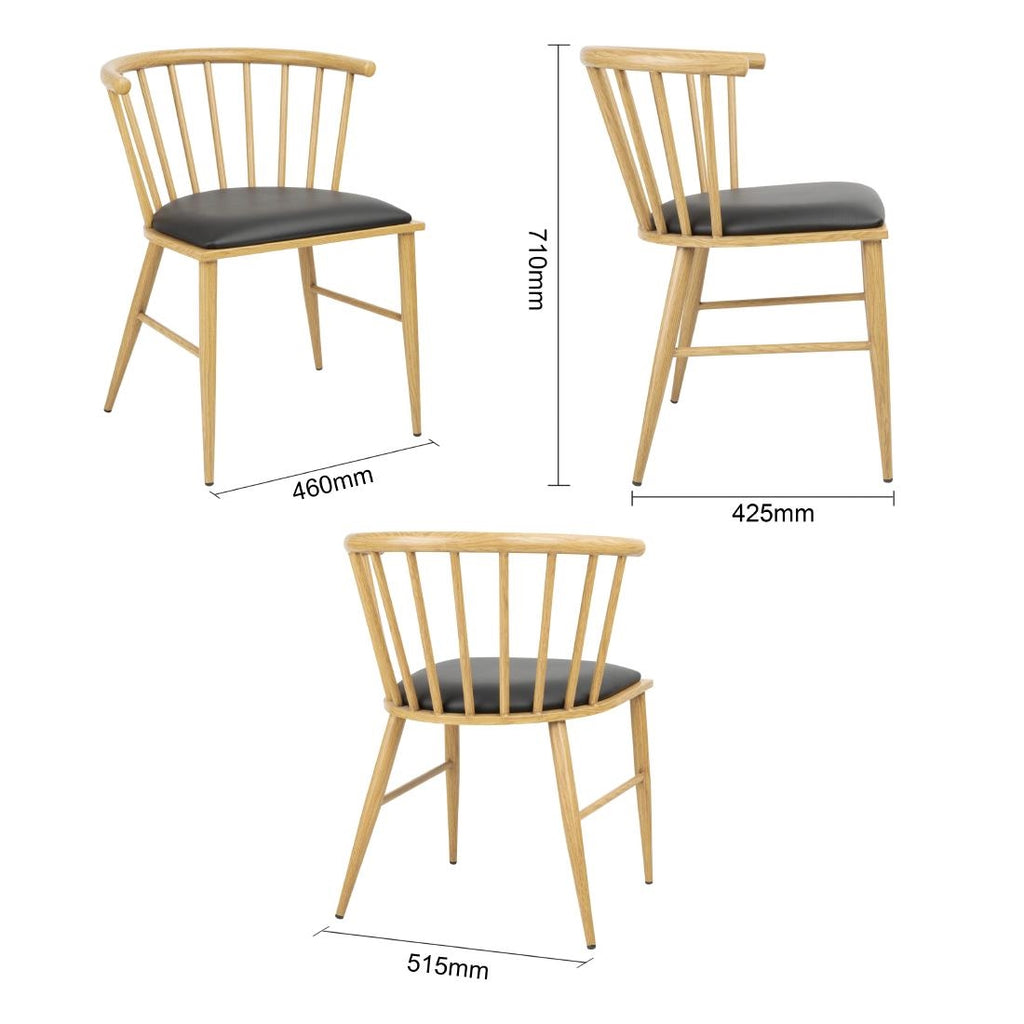 Bolero Harrowdene Light Wood Effect Spindle Padded Interior Chairs (Set 2)