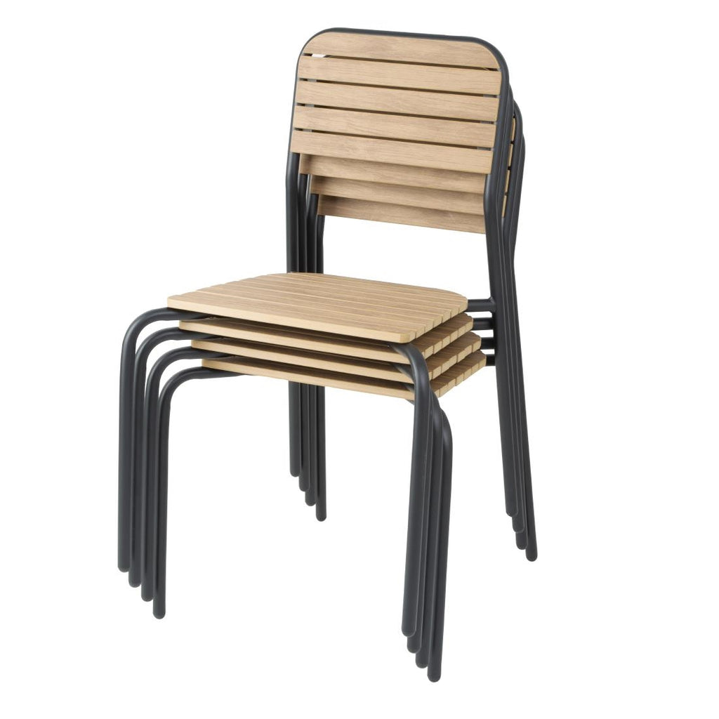 Bolero Santorini Wood Effect Outdoor Chairs (Set 4)