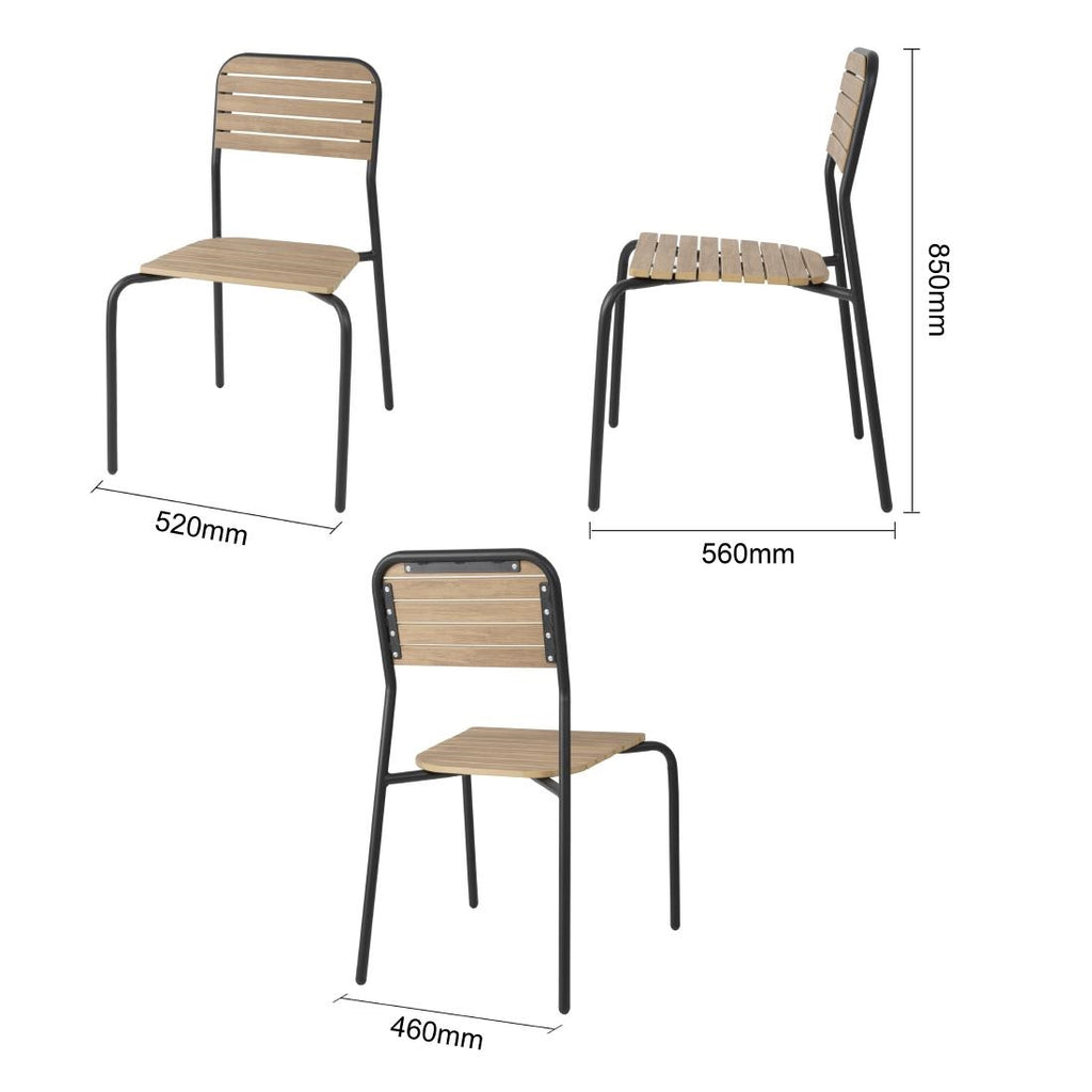 Bolero Santorini Wood Effect Outdoor Chairs (Set 4)