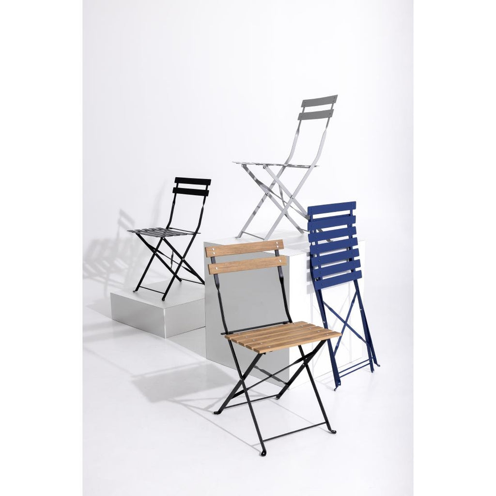 Bolero Grey Pavement Style Steel Folding Chairs (Pack 2)