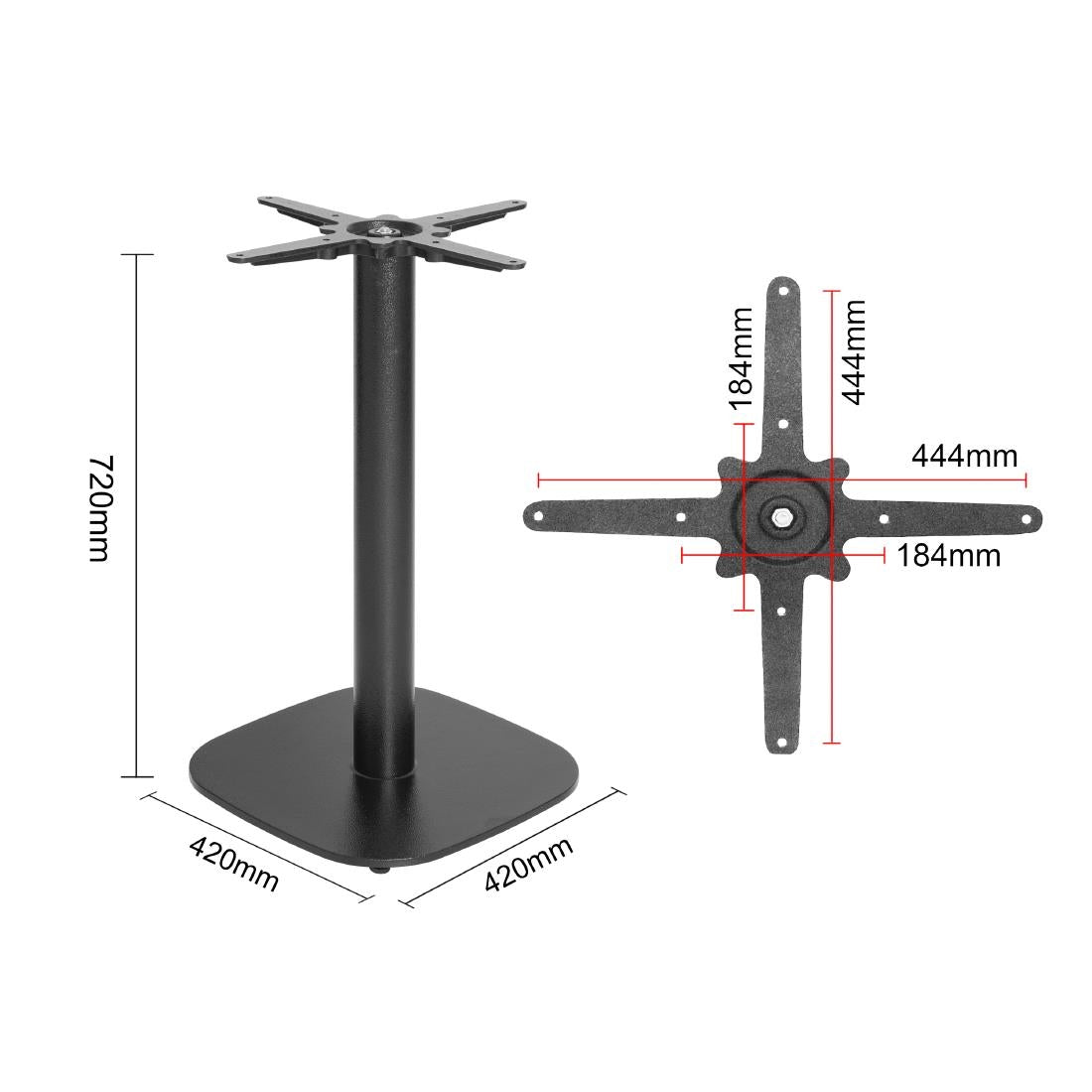 Bolero Black Cast Iron Table Base - 42x42x72cm