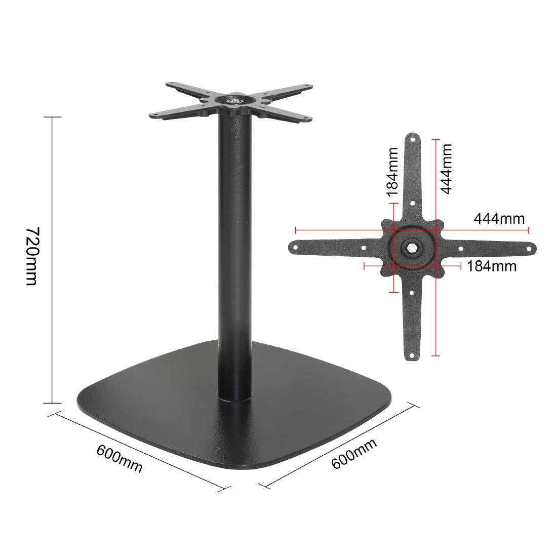 Bolero Black Cast Iron Table Base - 60x60x72cm