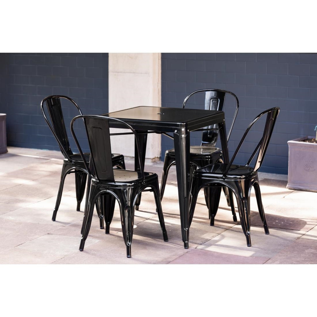 Bolero Black Steel Bistro Side Chair (Pack 4)