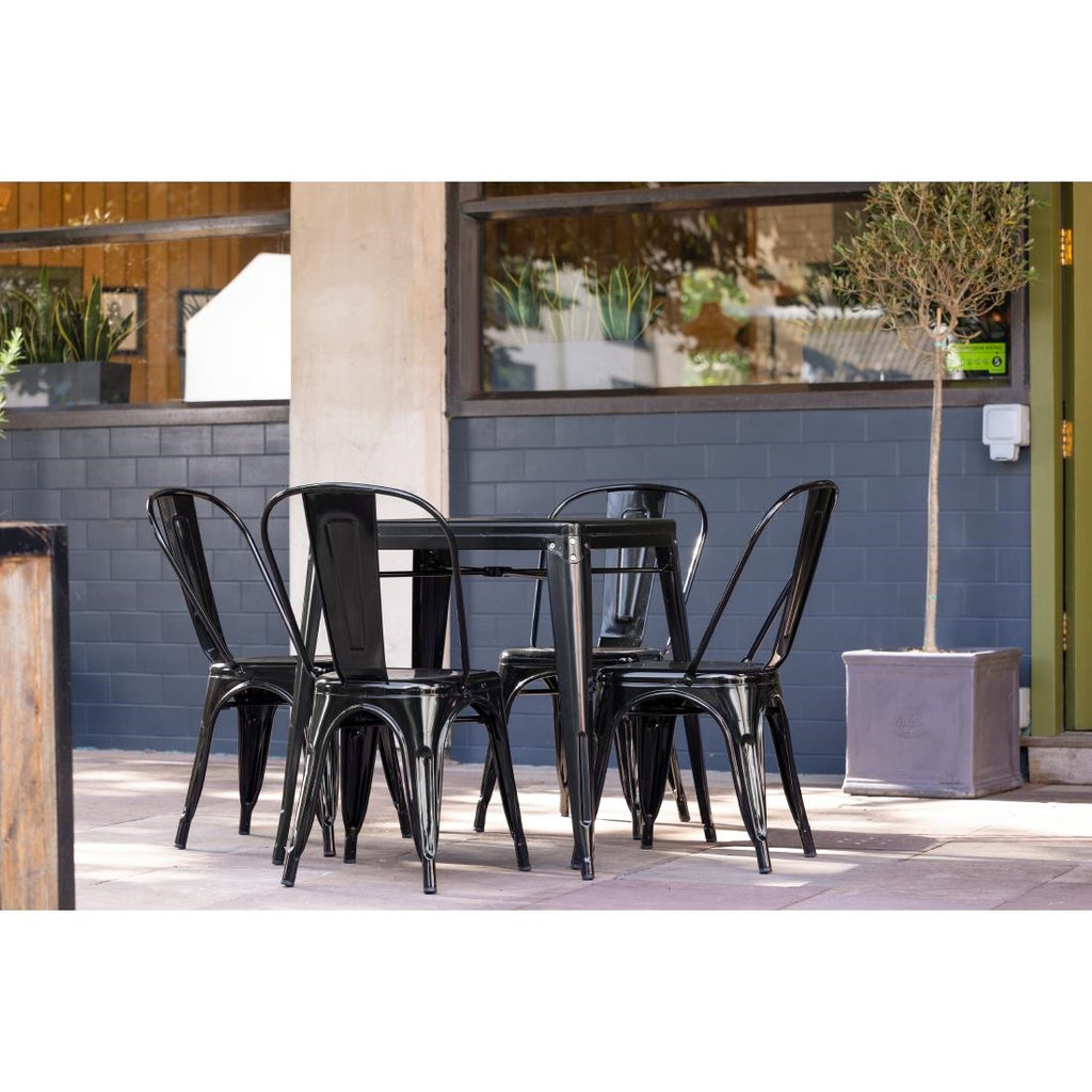 Bolero Black Steel Bistro Side Chair (Pack 4)