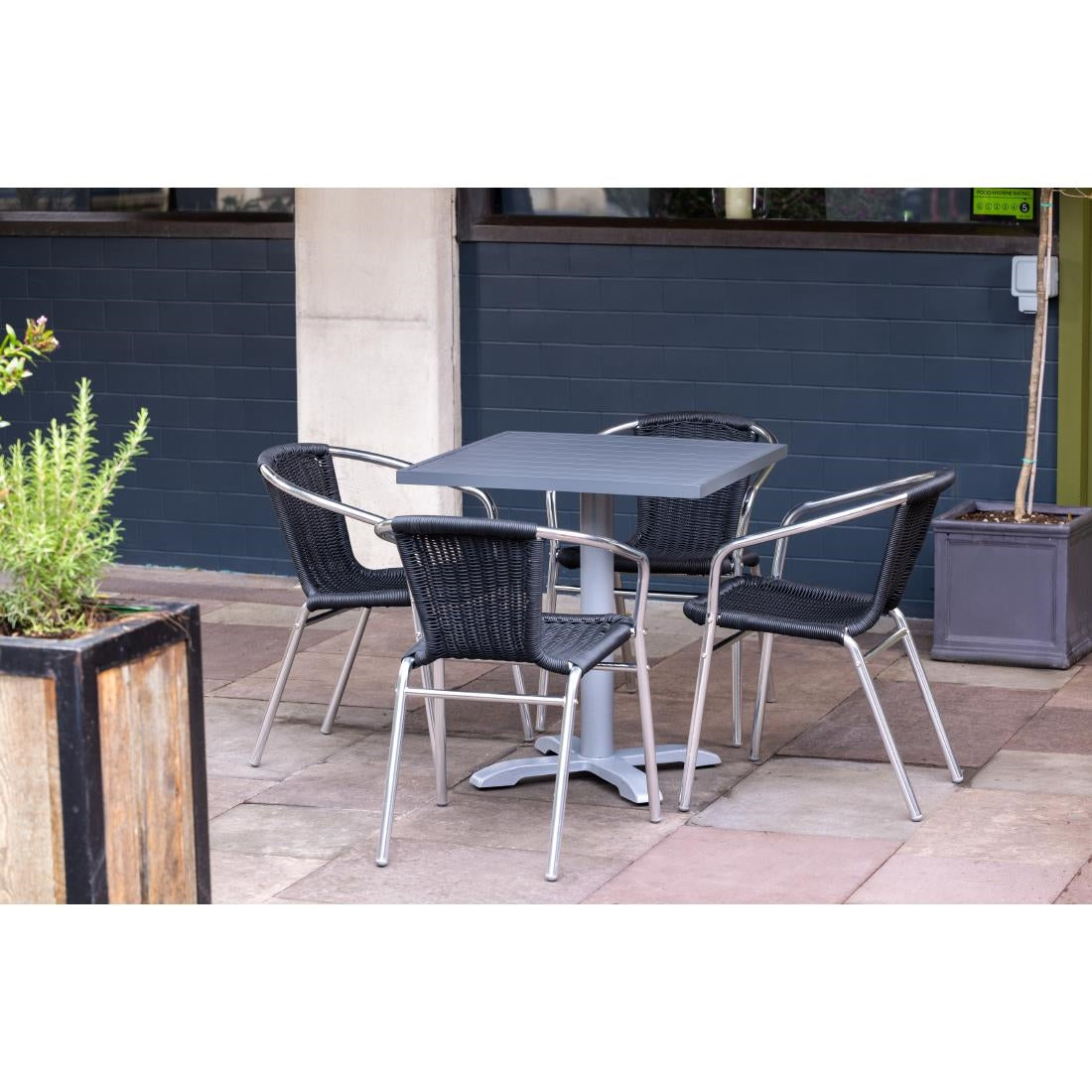 Bolero Dark Grey Aluminium Table Top Square - 700mm