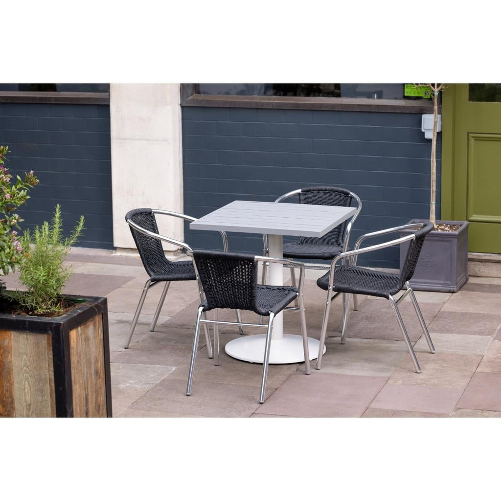 Bolero Black Wicker Chair with Aluminium Frame (Pack 4)