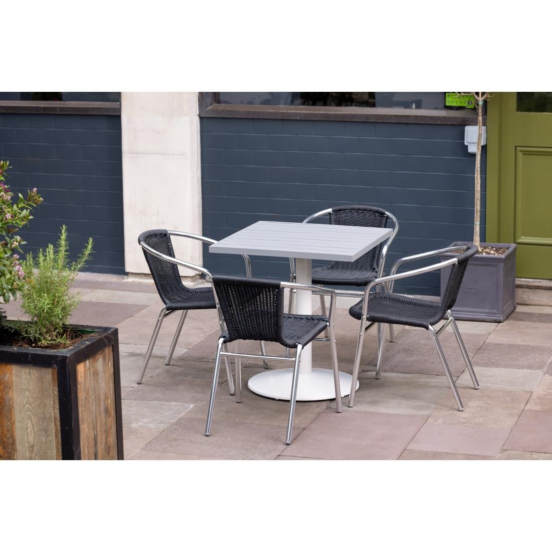 Bolero Black Wicker Chair with Aluminium Frame (Pack 4)