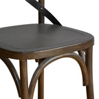 Bolero Wooden Dining Chair with Metal Cross Backrest Walnut Finish (Pack 2)