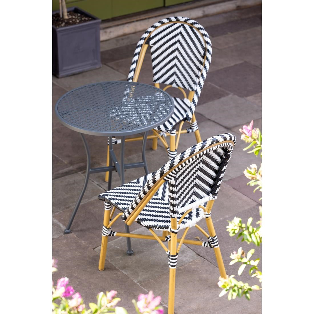 Bolero Parisian Style Wicker Side Chair Black (Box 2)