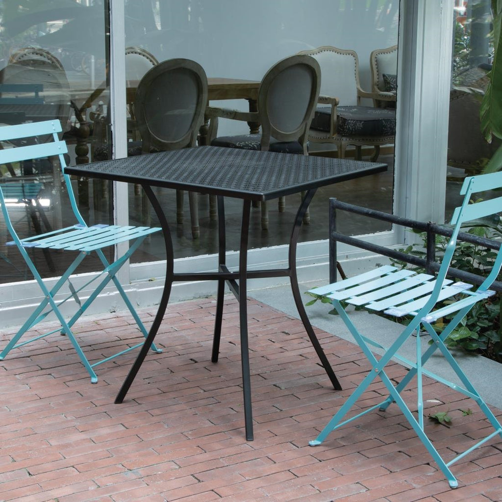 Bolero Black Steel Patterned Bistro Table 700mm Square