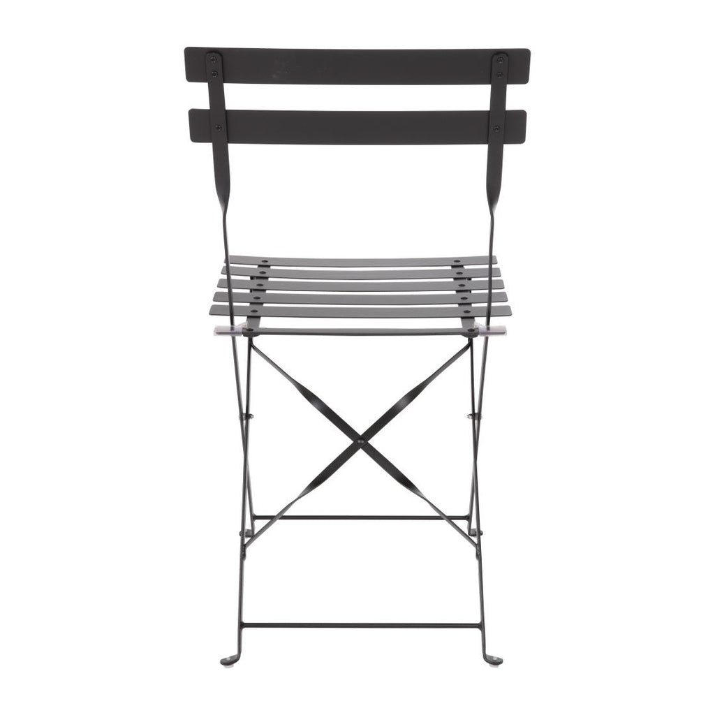 Bolero Black Pavement Style Steel Folding Chairs (Pack 2)