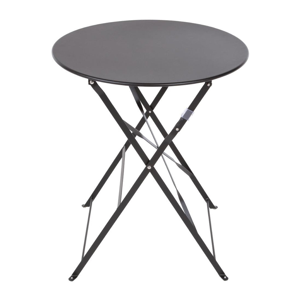 Bolero Black Pavement Style Steel Table 600mm Round