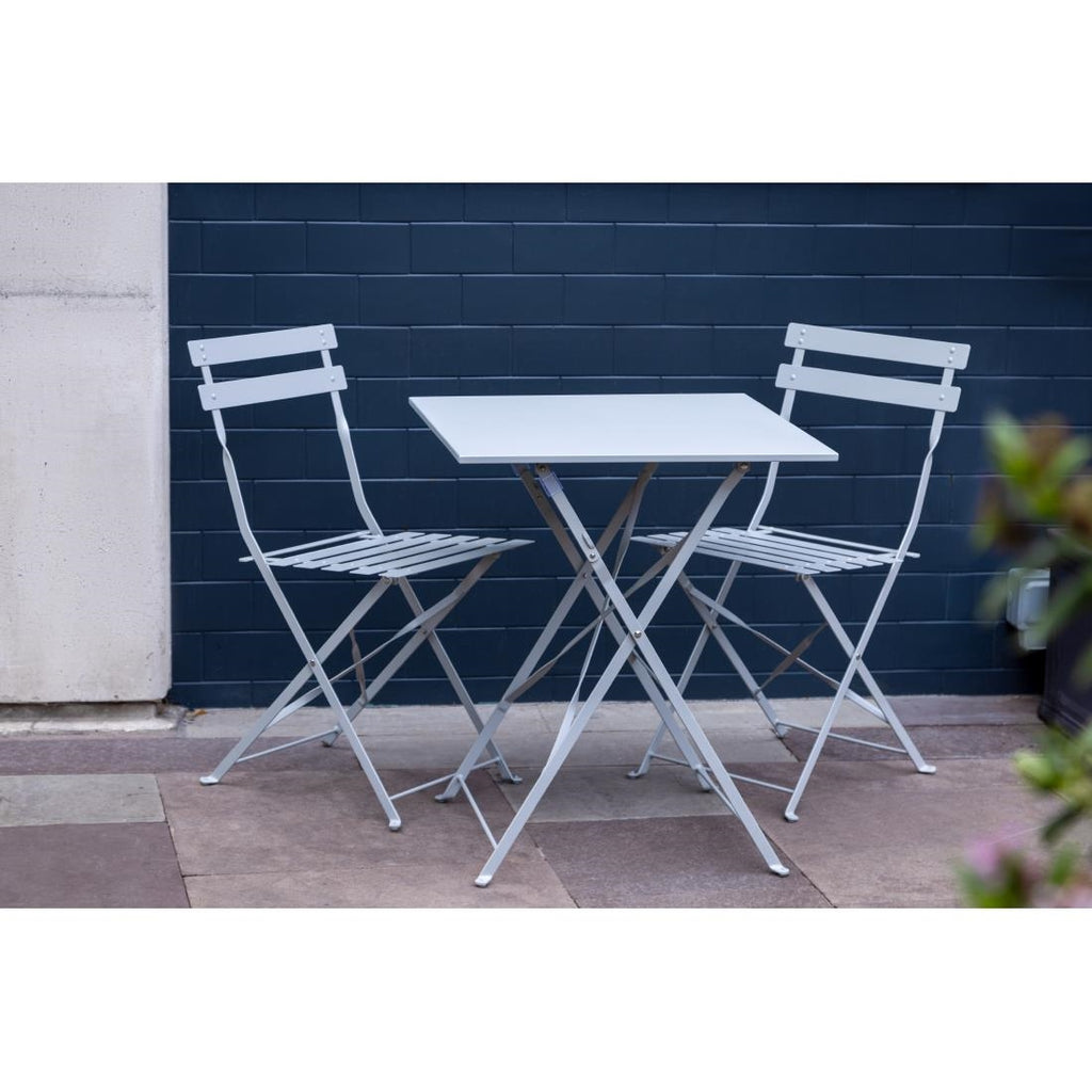 Bolero Grey Pavement Style Steel Folding Chairs (Pack 2)