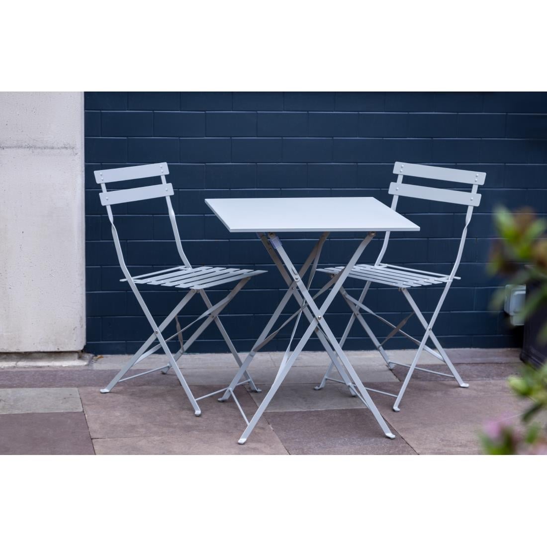 Bolero Grey Pavement Style Steel Table (600mm Square)