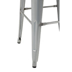 Bolero Steel  Bistro High Stool with Wooden Seatpad (Galvanised) (Pack 4)