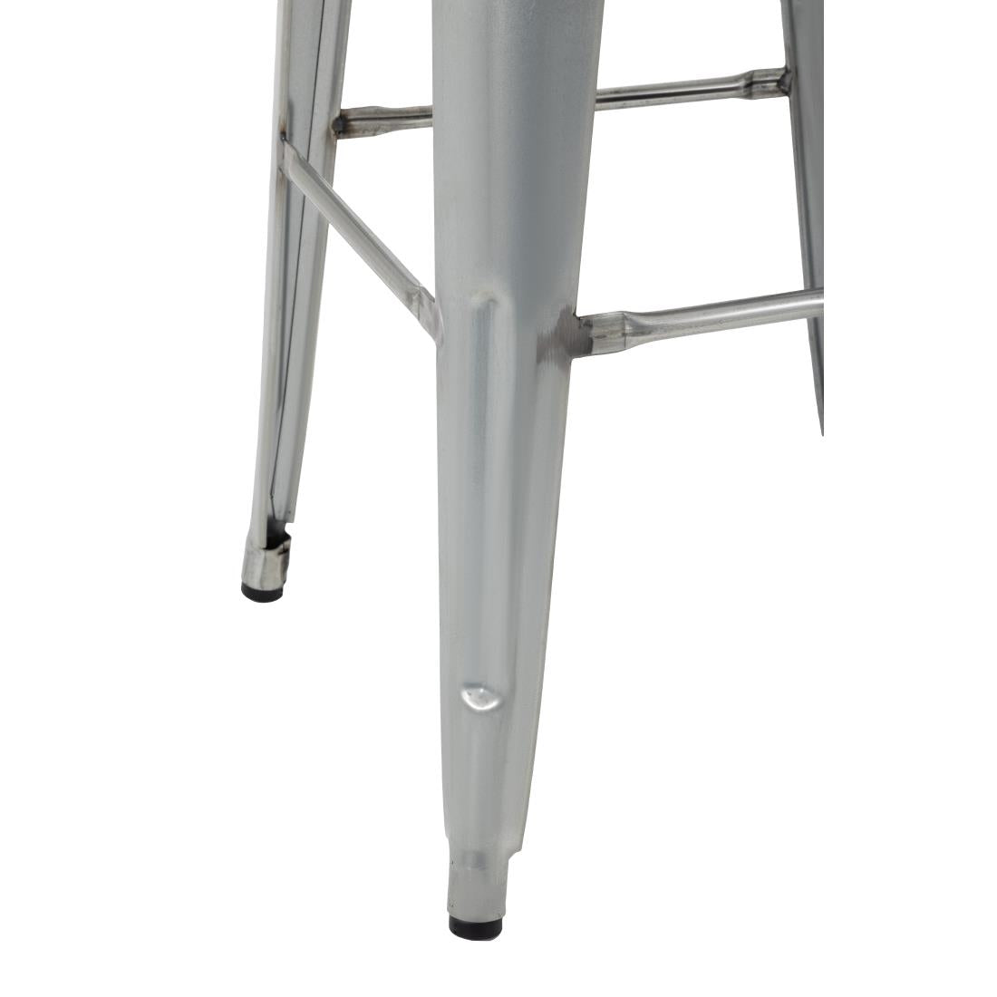 Bolero Steel  Bistro High Stool with Wooden Seatpad (Galvanised) (Pack 4)