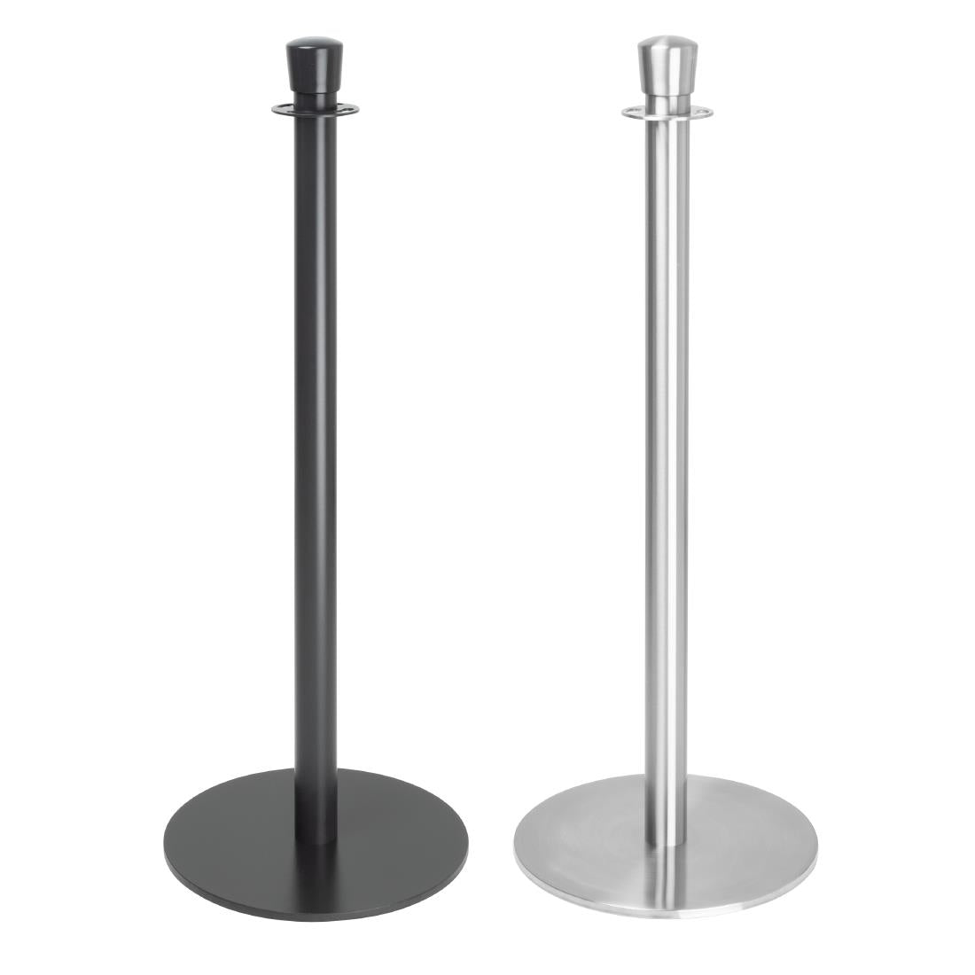 Bolero Flat Base Barrier Post Brushed Stainless Steel (Set 2)