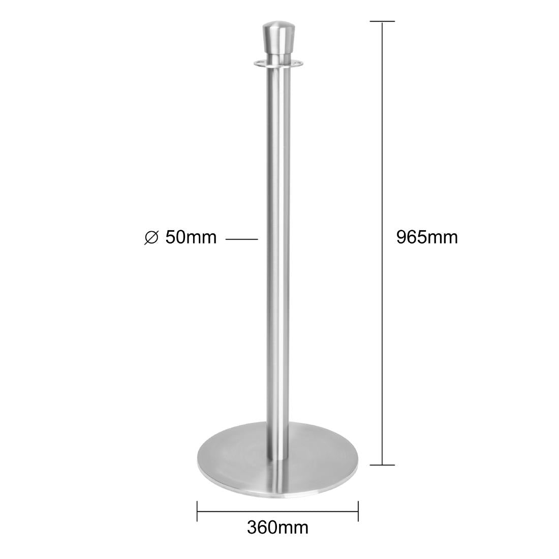 Bolero Flat Base Barrier Post Brushed Stainless Steel (Set 2)