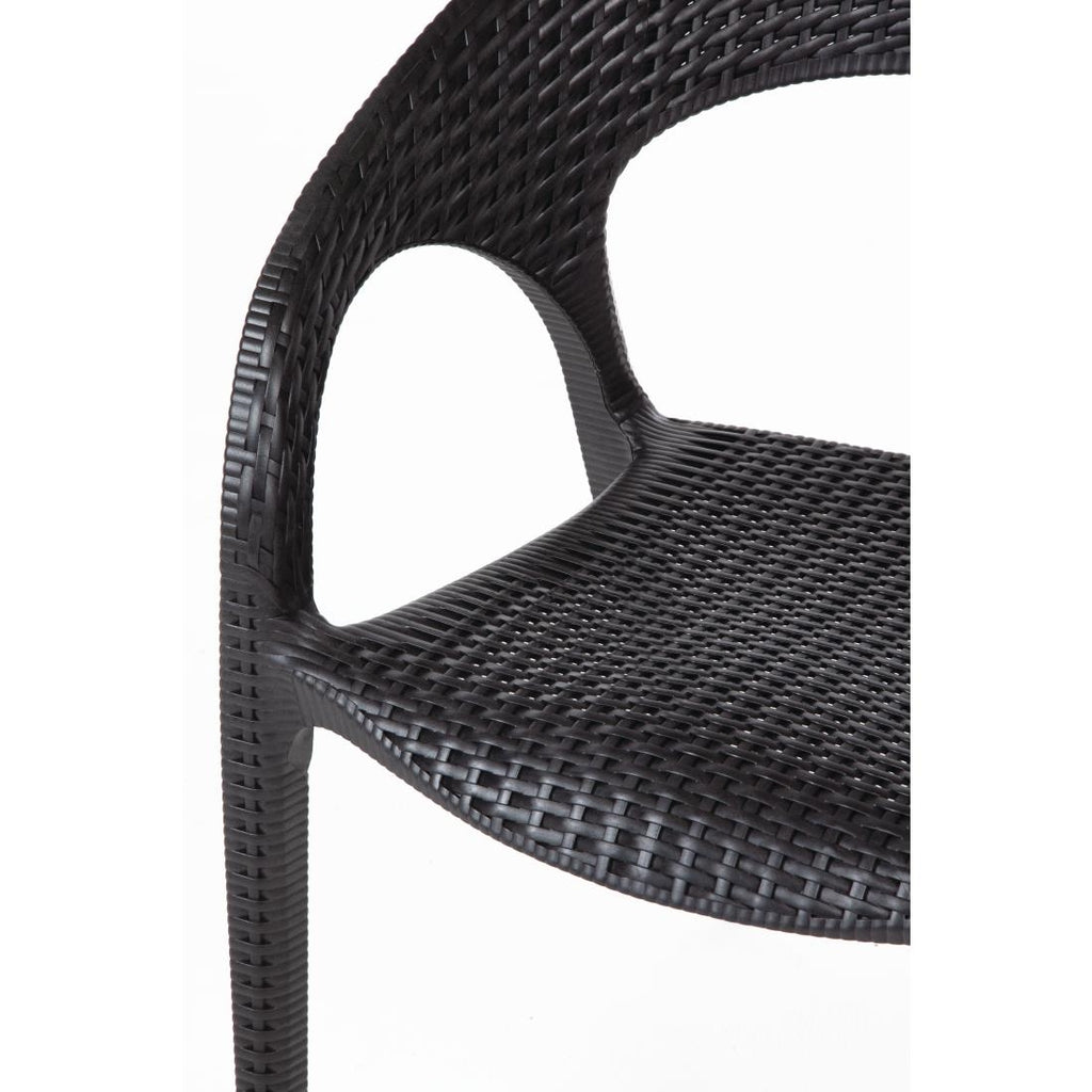 Bolero PP Rattan Wraparound Armchair Black (Pack 4)