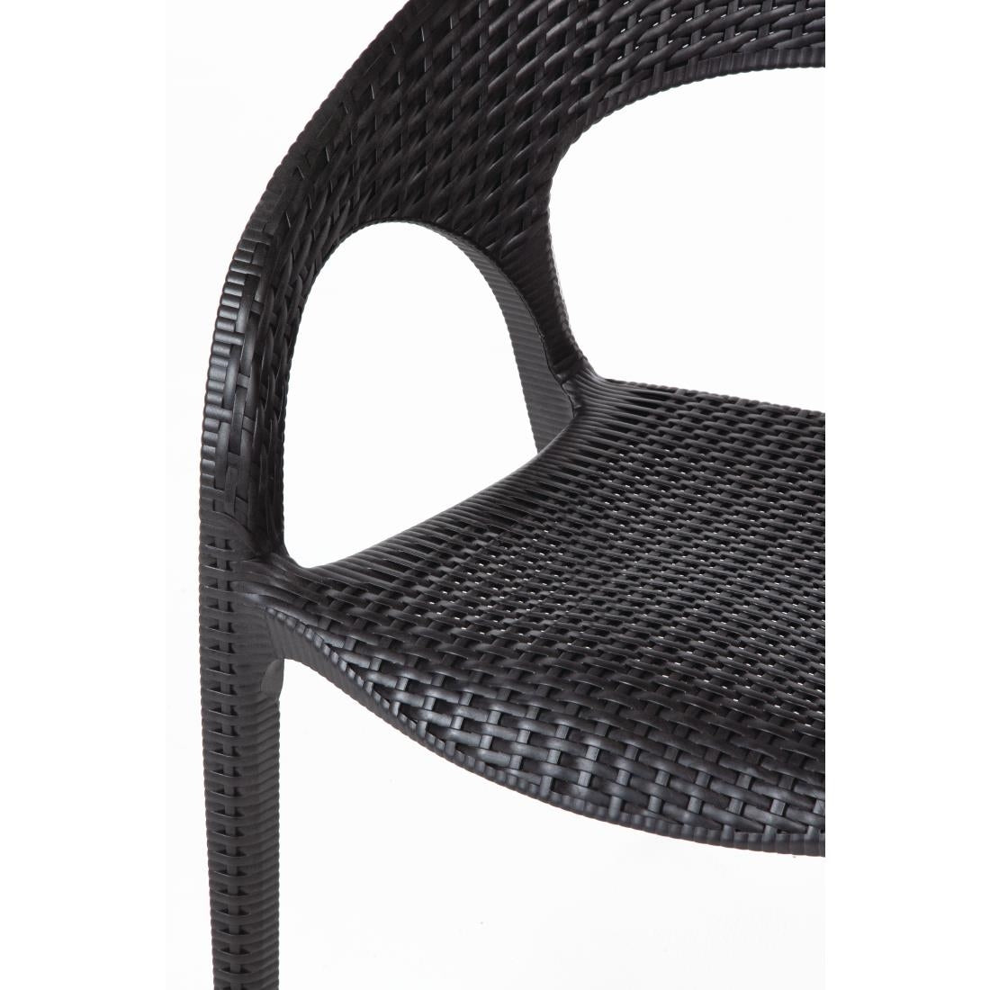 Bolero PP Rattan Wraparound Armchair Black (Pack 4)