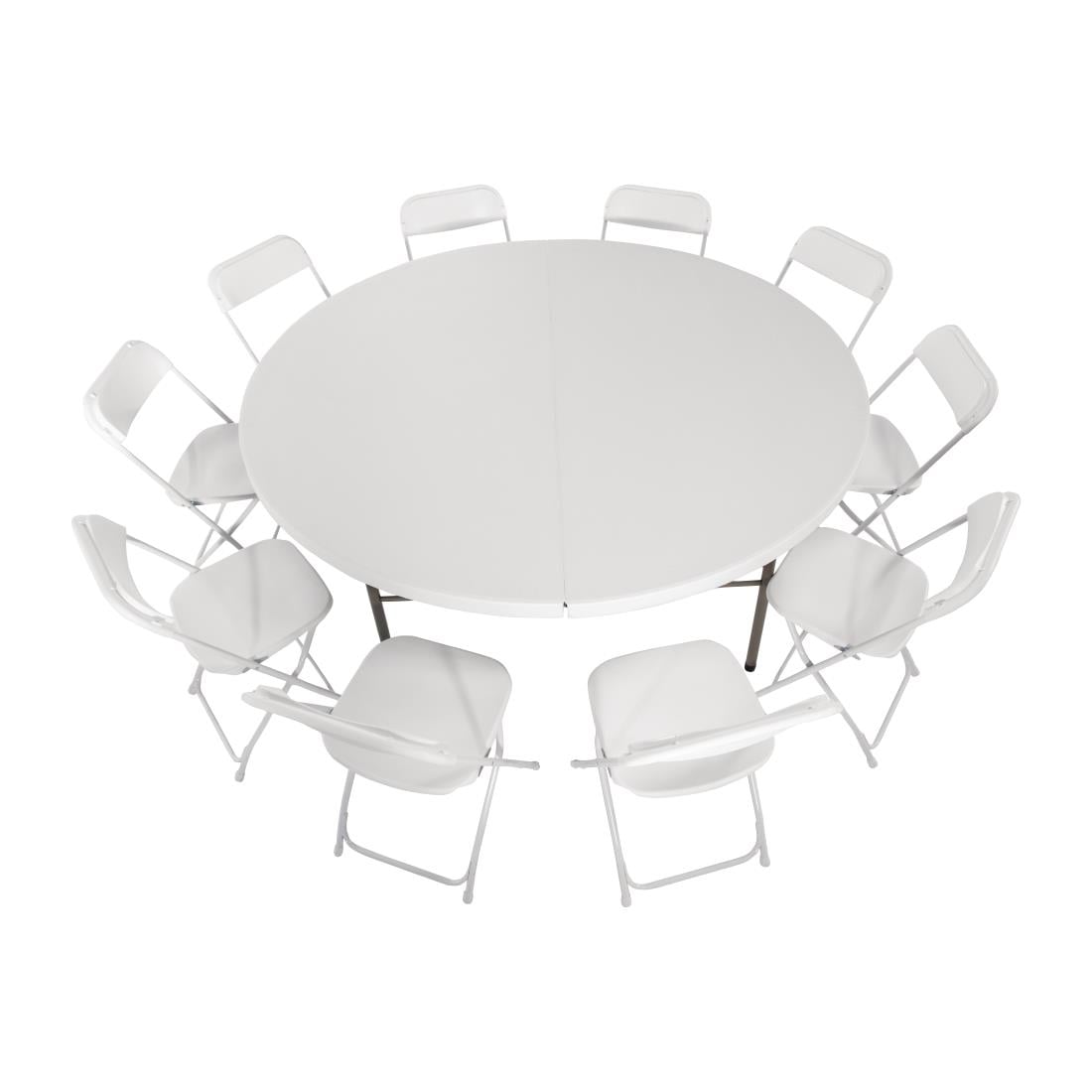 Bolero Centre Folding Table Round White Top - 180cm
