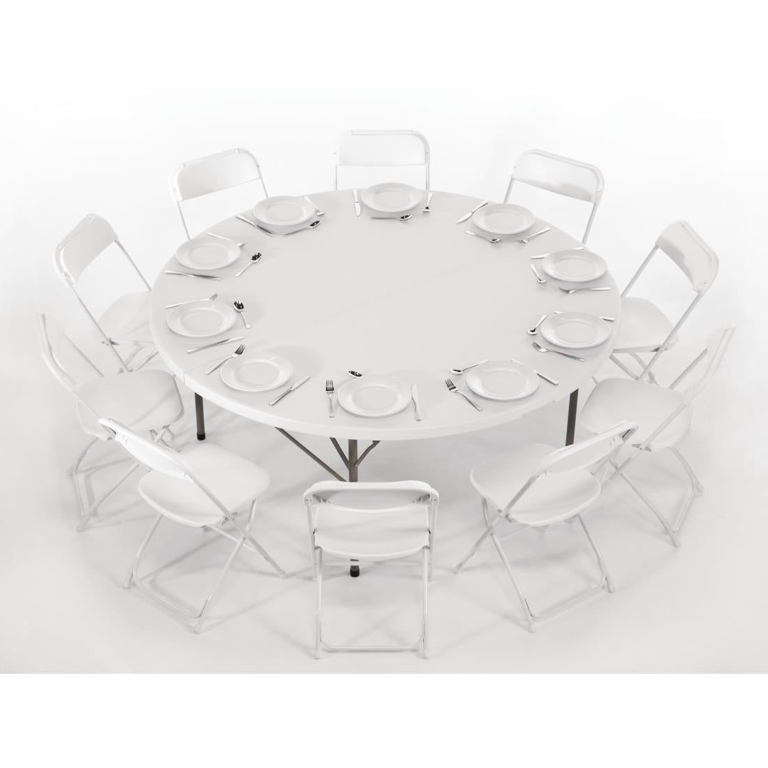 Bolero Centre Folding Table Round White Top - 180cm