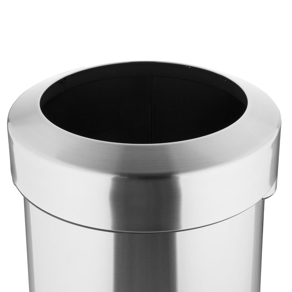 Bolero Brushed Steel Bin with Open top Lid 70ltr