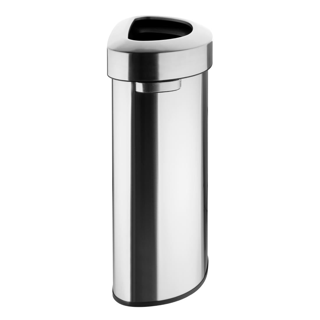 Bolero D Shape Brushed Steel Bin with Open lid - 86Ltr
