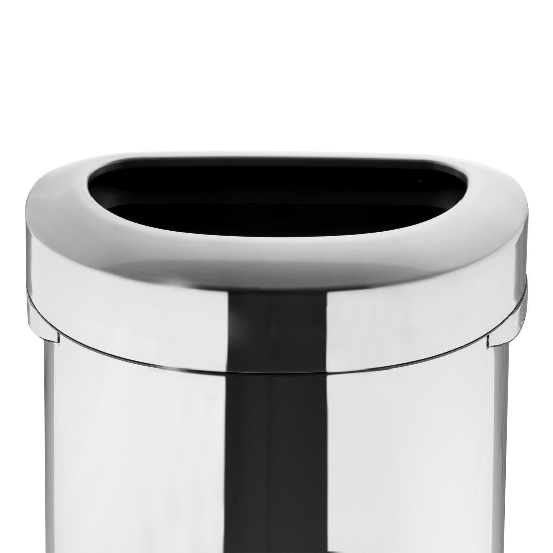 Bolero D Shape Brushed Steel Bin with Open lid - 86Ltr