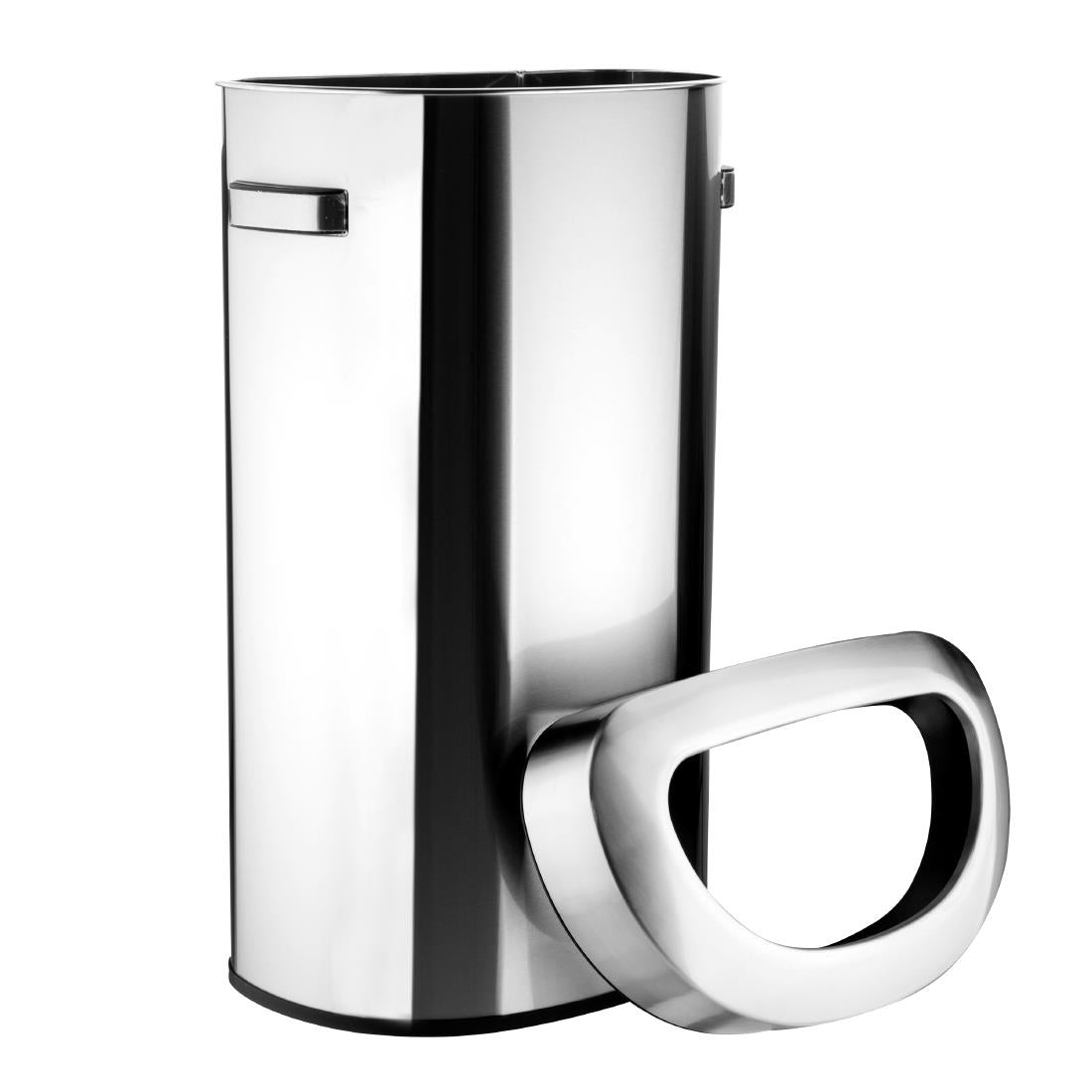 Bolero D Shape Brushed Steel Bin with Open lid - 86Ltr
