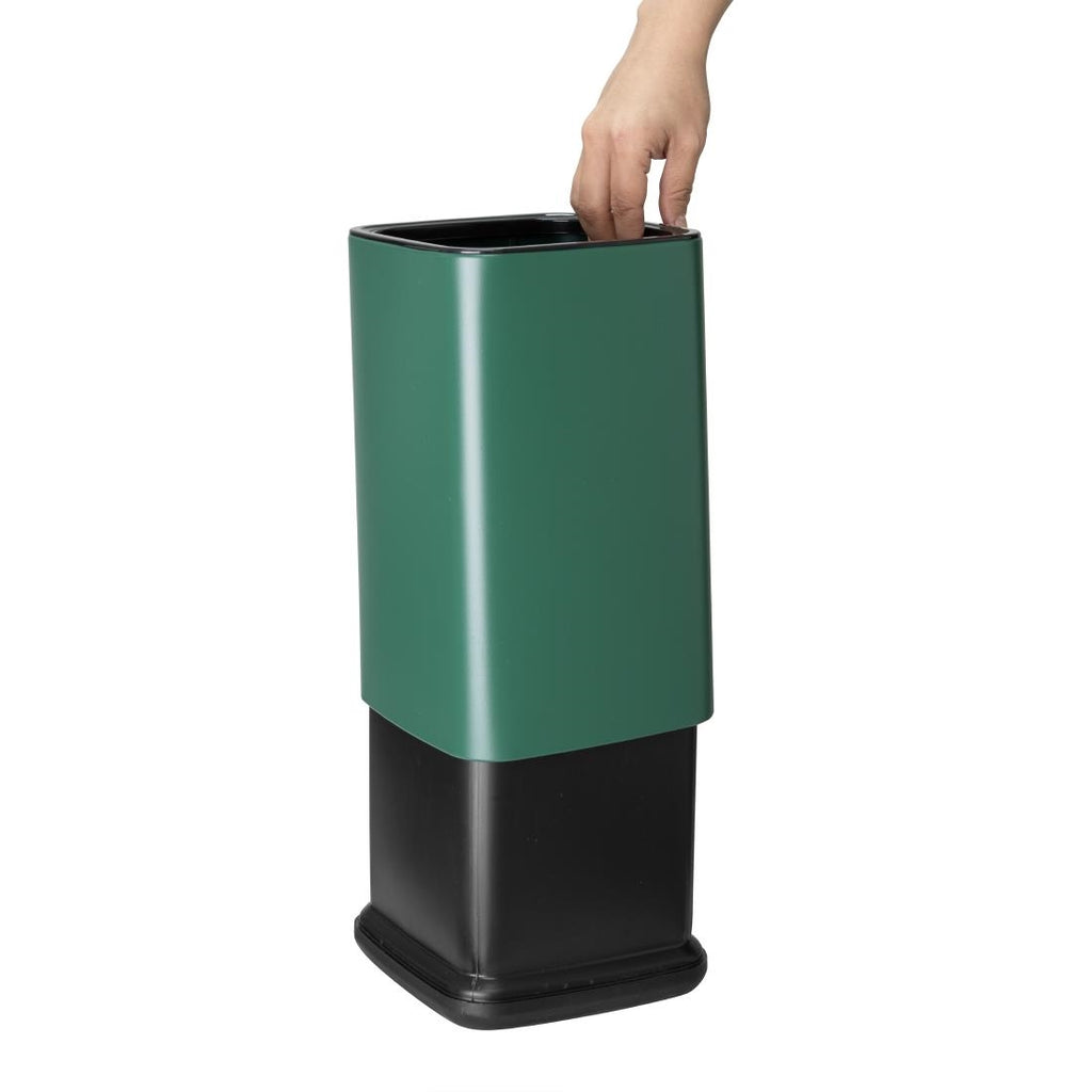 Bolero Square Waste Bin Green - 7Ltr
