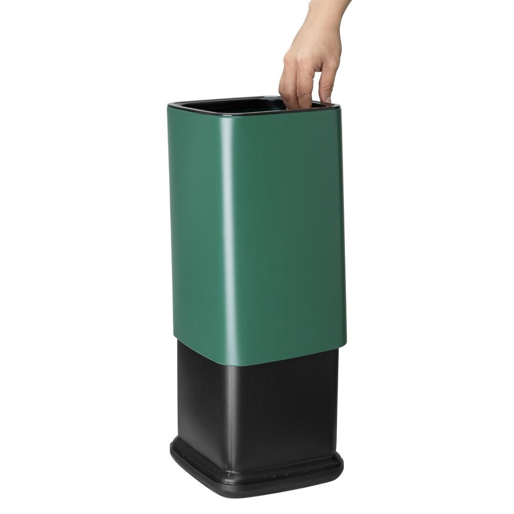 Bolero Square Waste Bin Green - 10Ltr