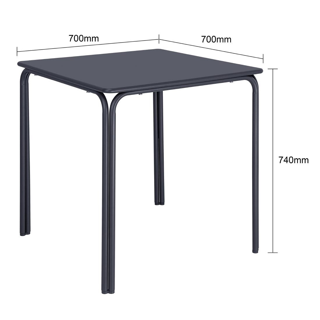 Bolero Adeline Steel Square Table Slate Blue - 700mm