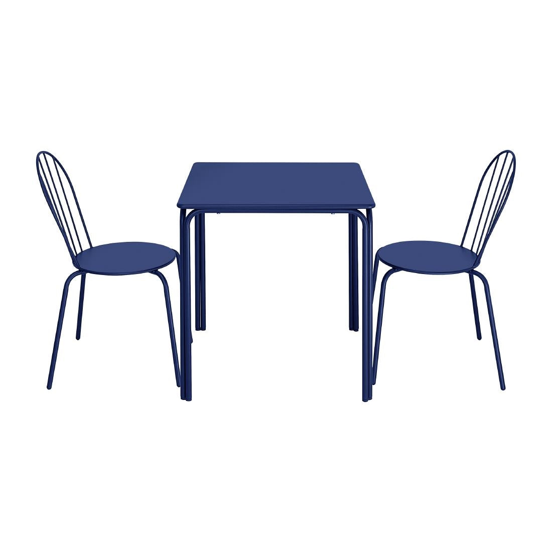 Bolero Adeline Steel Square Table Dark Navy - 700mm