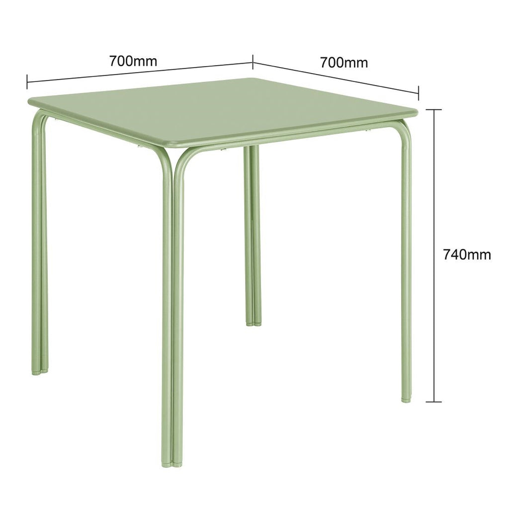 Bolero Adeline Steel Square Table Light Green - 700mm