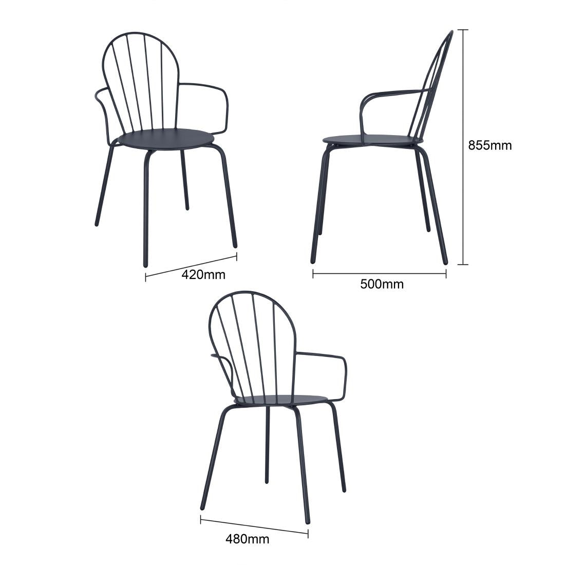 Bolero Adeline Arm Chair Slate Blue (Set 4)