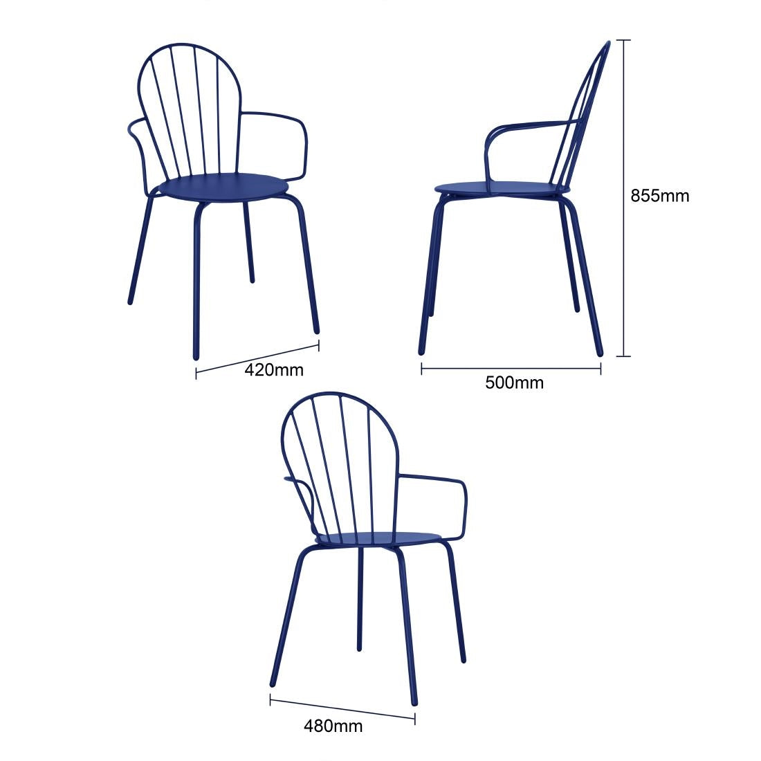 Bolero Adeline Arm Chair Dark Navy (Set 4)