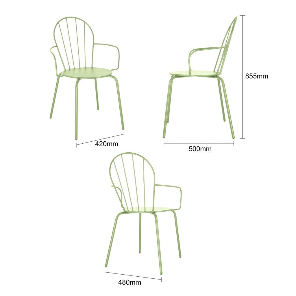Bolero Adeline Arm Chair Light Green (Set 4)