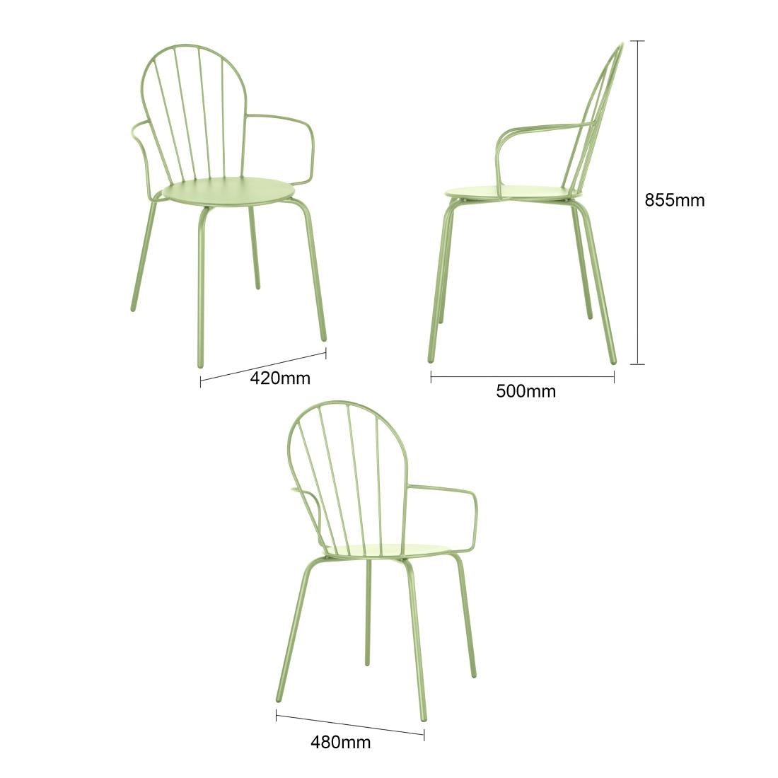Bolero Adeline Arm Chair Light Green (Set 4)