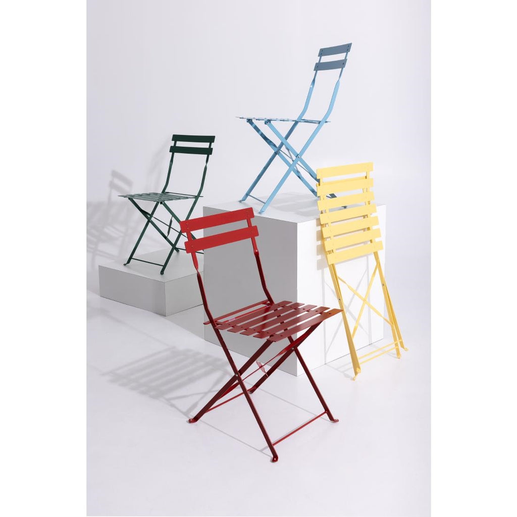 Bolero Red Pavement Style Steel Folding Chairs (Pack 2)
